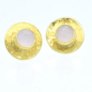 Aylas Rose quartz earrings - 21ct Gold plated semi precious gemstone - Handmade in Ottoman Style by Artisan