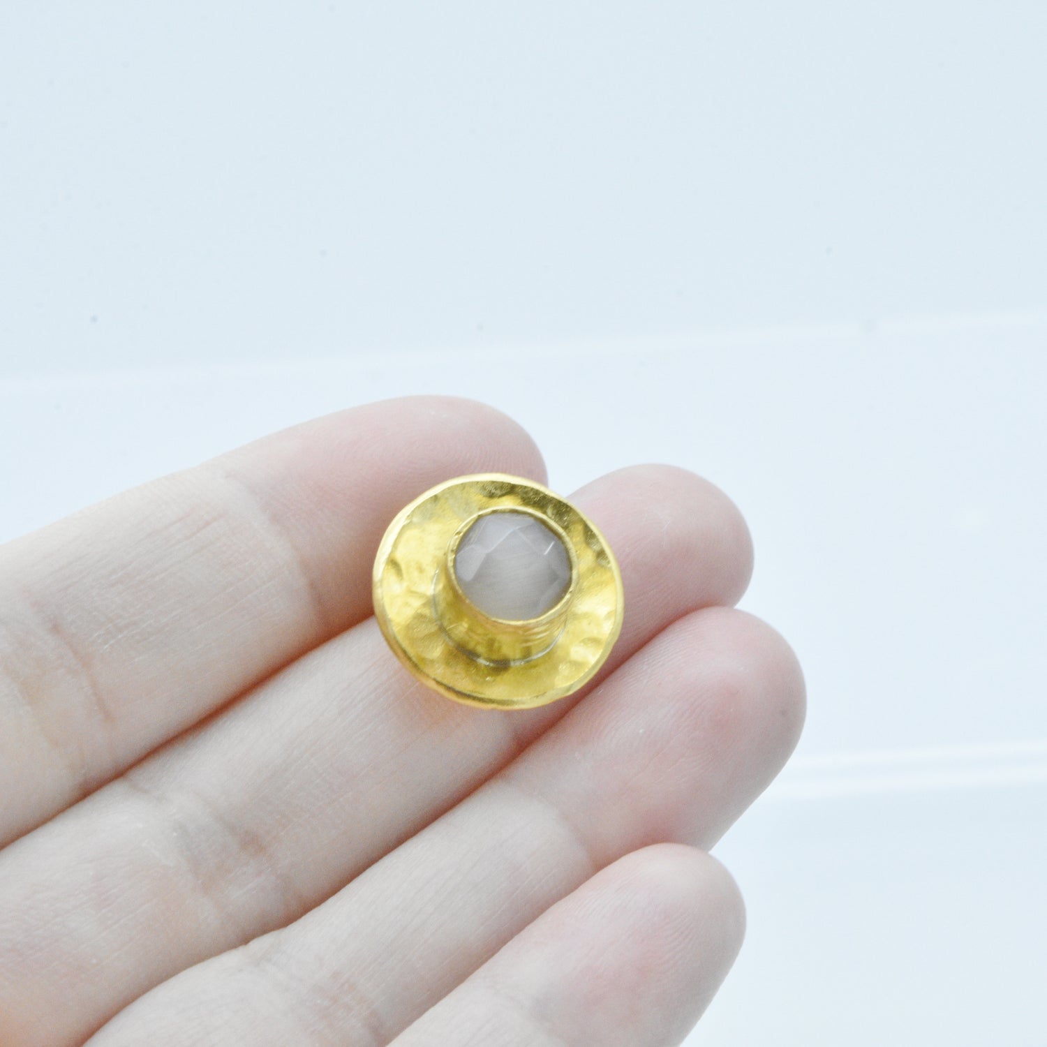 Aylas Cateye earrings - 21ct Gold plated semi precious gemstone - Handmade in Ottoman Style by Artisan