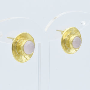 Aylas Rose quartz earrings - 21ct Gold plated semi precious gemstone - Handmade in Ottoman Style by Artisan