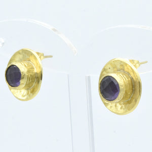 Aylas Amethyst earrings - Gold plated semi precious gemstone - Handmade in Ottoman Style