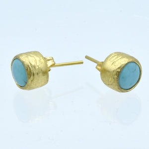 Aylas Turquoise earrings - 21ct Gold plated semi precious gemstone - Handmade in Ottoman Style by Artisan