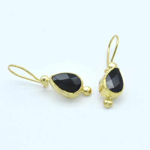 Aylas Onyx earrings - Gold plated semi precious gemstone - Handmade in Ottoman Style