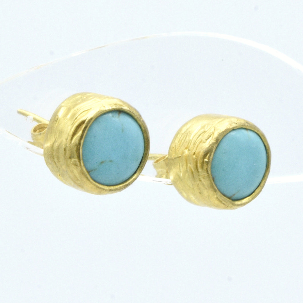 Aylas Turquoise earrings - 21ct Gold plated semi precious gemstone - Handmade in Ottoman Style by Artisan