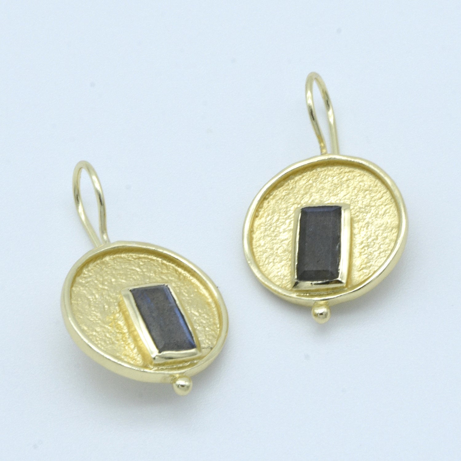 Aylas Labradorite earrings - Gold plated semi precious gemstone - Handmade in Ottoman Style