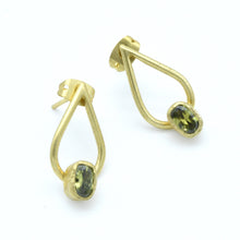 Aylas Green Crystal earrings - 21ct Gold plated semi precious gemstone - Handmade in Ottoman Style by Artisan