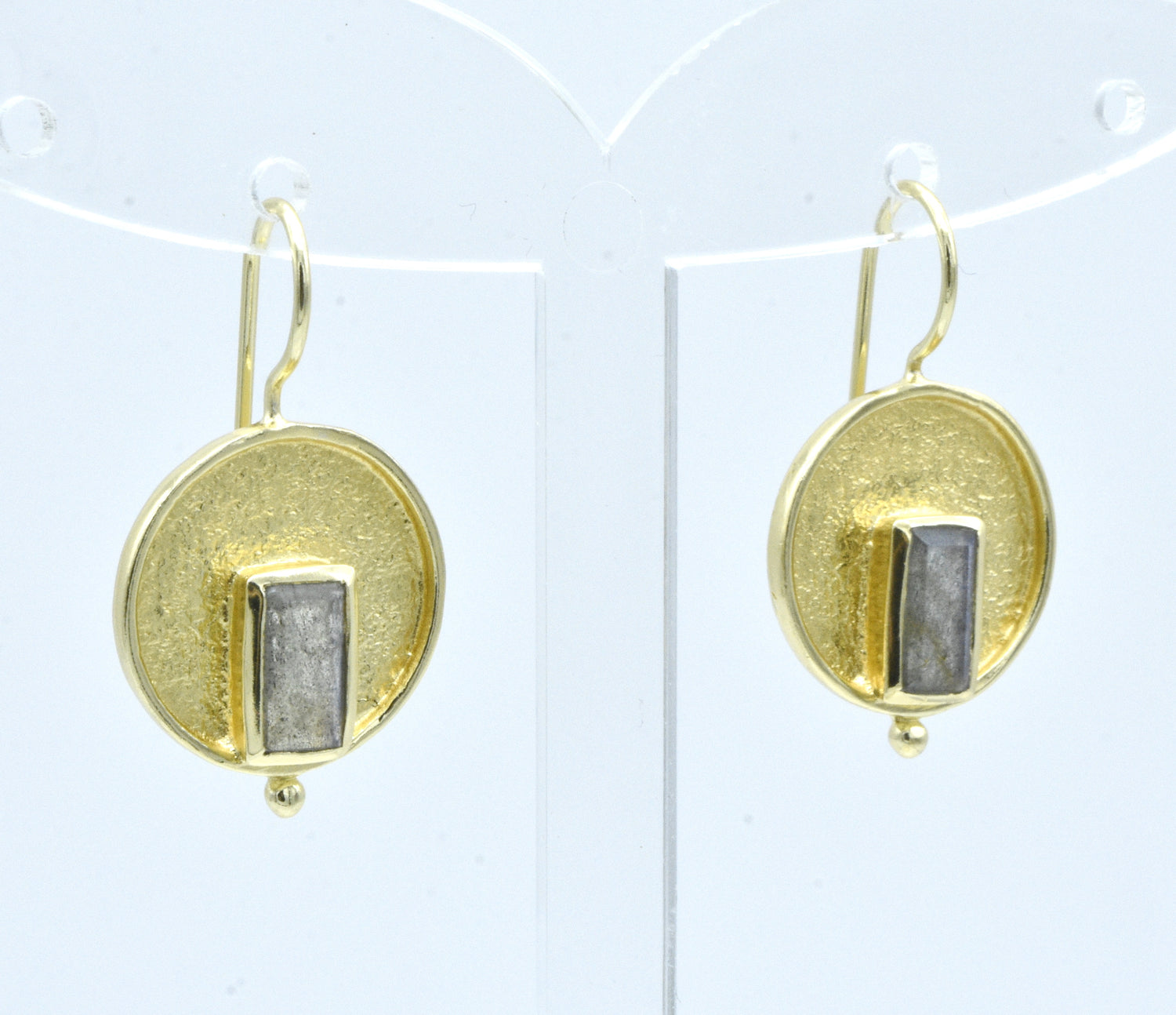 Aylas Labradorite earrings - Gold plated semi precious gemstone - Handmade in Ottoman Style
