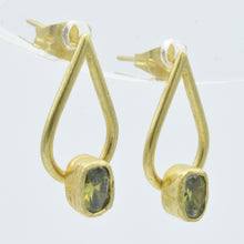 Aylas Green Crystal earrings - 21ct Gold plated semi precious gemstone - Handmade in Ottoman Style by Artisan