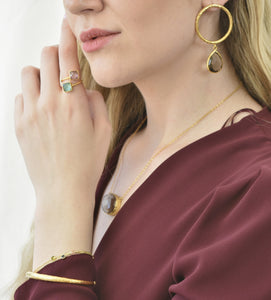 Aylas Smoky quartz earrings - 21ct Gold plated semi precious gemstone - Handmade in Ottoman Style by Artisan