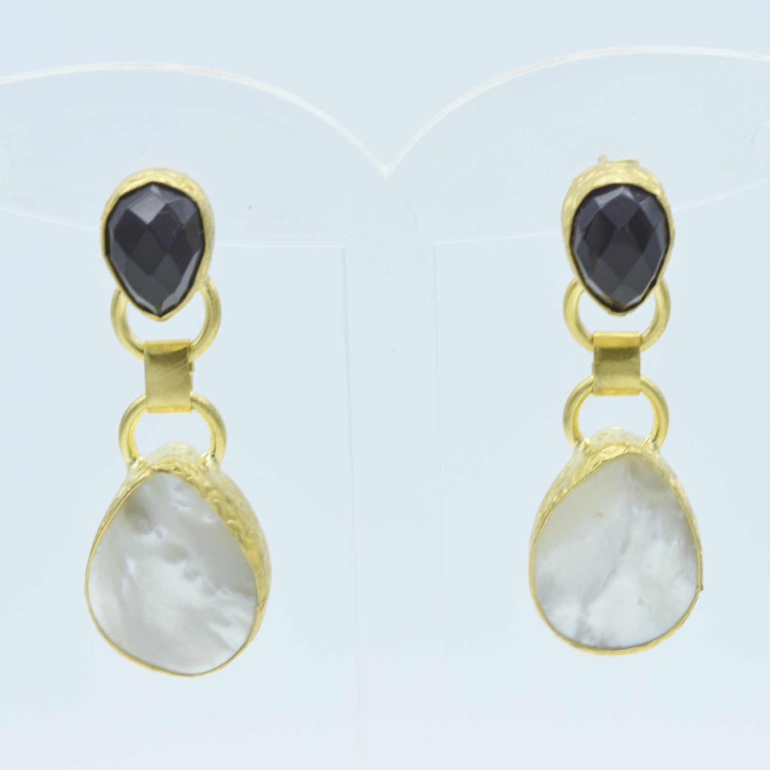 Aylas Amethyst Pearl earrings - 21ct Gold plated semi precious gemstone - Handmade in Ottoman Style by Artisan
