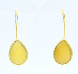 Aylas Chalcedony earrings - 21ct Gold plated semi precious gemstone - Handmade in Ottoman Style by Artisan