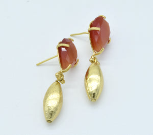Aylas Cat Eye earrings - 21ct Gold plated semi precious gemstone - Handmade in Ottoman Style by Artisan