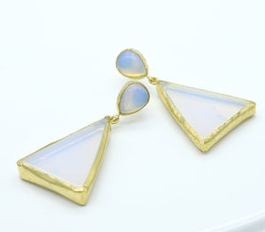 Aylas Moonstone earrings - 21ct Gold plated semi precious gemstone - Handmade in Ottoman Style by Artisan