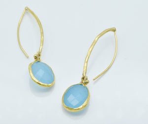 Aylas Aqua Marine earrings - 21ct Gold plated semi precious gemstone - Handmade in Ottoman Style by Artisan