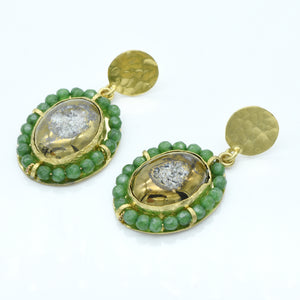 Aylas Hematite and Agate earrings - 21ct Gold plated semi precious gemstone - Handmade in Ottoman Style by Artisan