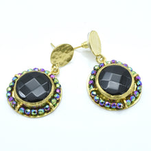 Aylas Onyx and Mystic Gem earrings - 21ct Gold plated semi precious gemstone - Handmade in Ottoman Style by Artisan