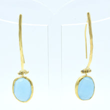 Aylas Aqua Marine earrings - 21ct Gold plated semi precious gemstone - Handmade in Ottoman Style by Artisan