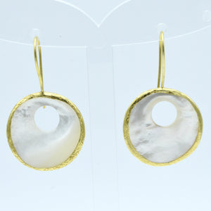 Aylas Mother of Pearl earrings - 21ct Gold plated semi precious gemstone - Handmade in Ottoman Style by Artisan