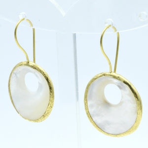 Aylas Mother of Pearl earrings - 21ct Gold plated semi precious gemstone - Handmade in Ottoman Style by Artisan