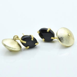 Aylas Onyx earrings - 21ct Gold plated semi precious gemstone - Handmade in Ottoman Style by Artisan