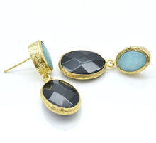 Aylas Onyx and Agate earrings - 21ct Gold plated semi precious gemstone - Handmade in Ottoman Style by Artisan