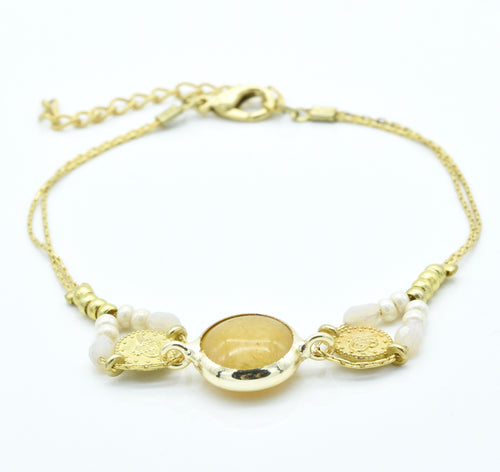 Aylas Bracelet - Gold Plated Brass  - Handmade in Ottoman Style by Artisan