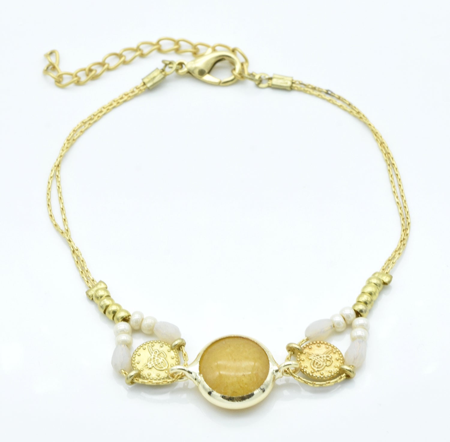 Aylas Bracelet - Gold Plated Brass  - Handmade in Ottoman Style by Artisan