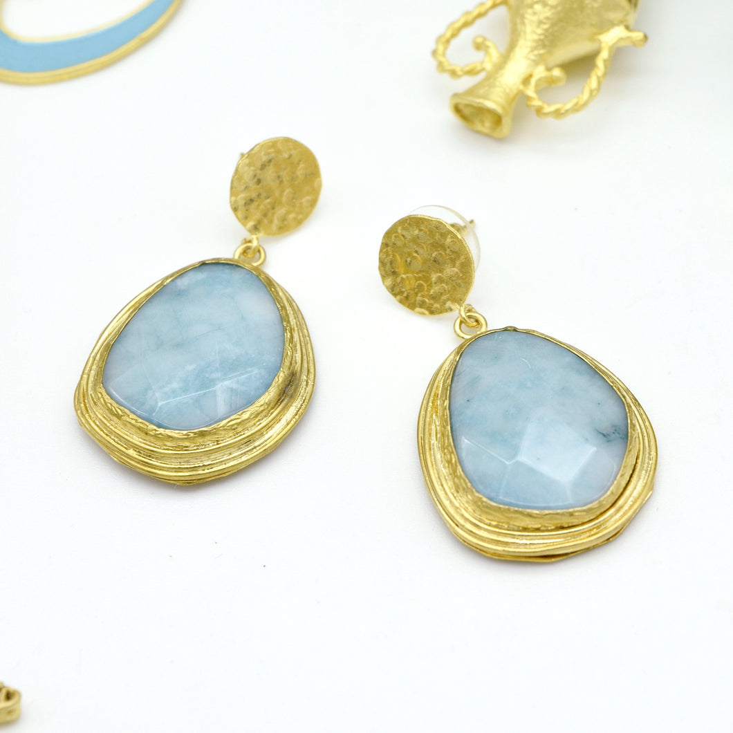 Aylas Larimar semi precious gemstone earrings - 21ct Gold plated Handmade