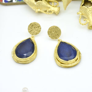 Aylas Jade semi precious gemstone earrings - 21ct Gold plated Handmade