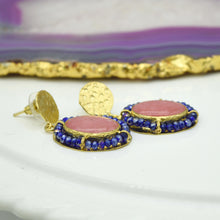 Aylas Pearl semi precious gemstone earrings - 21ct Gold plated Handmade