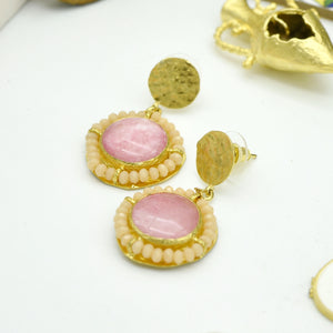Aylas Jade, Agate semi precious gemstone earrings - 21ct Gold plated Handmade