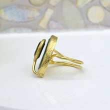 Aylas Cateye, Gold stone semi precious gemstone adjustable ring - 21ct Gold plated brass