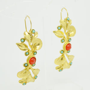 Aylas Agate earrings - Gold plated semiprecious gemstone - Handmade in Ottoman Style