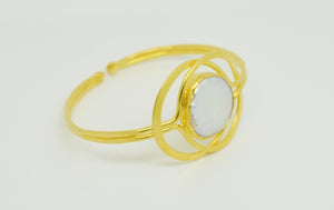 Aylas Pearl cuff/bracelet - Gold plated semi precious gemstone - Handmade in Ottoman Style