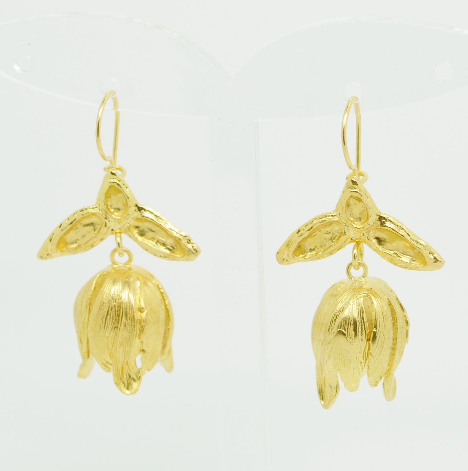 Aylas Drop Tulip earrings - Gold plated - Handmade in Ottoman style