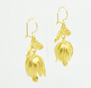 Aylas Drop Tulip earrings - Gold plated - Handmade in Ottoman style
