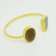 Aylas Smoky quartz Bracelet - 21ct Gold plated semi precious gemstone - Handmade in Ottoman Style by Artisan