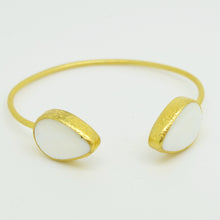 Aylas Mother Pearl Bracelet / Bangle - 21ct Gold plated semi precious gemstone - Handmade in Ottoman Style by Artisan