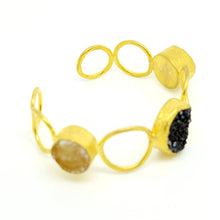 Aylas Druzy cuff/ bracelet - 21ct Gold plated semi precious gemstone - Handmade in Ottoman Style by Artisan
