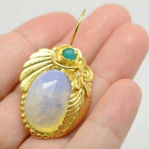 Aylas Moonstone earrings - 21ct Gold plated semi precious gemstone - Handmade in Ottoman Style by Artisan