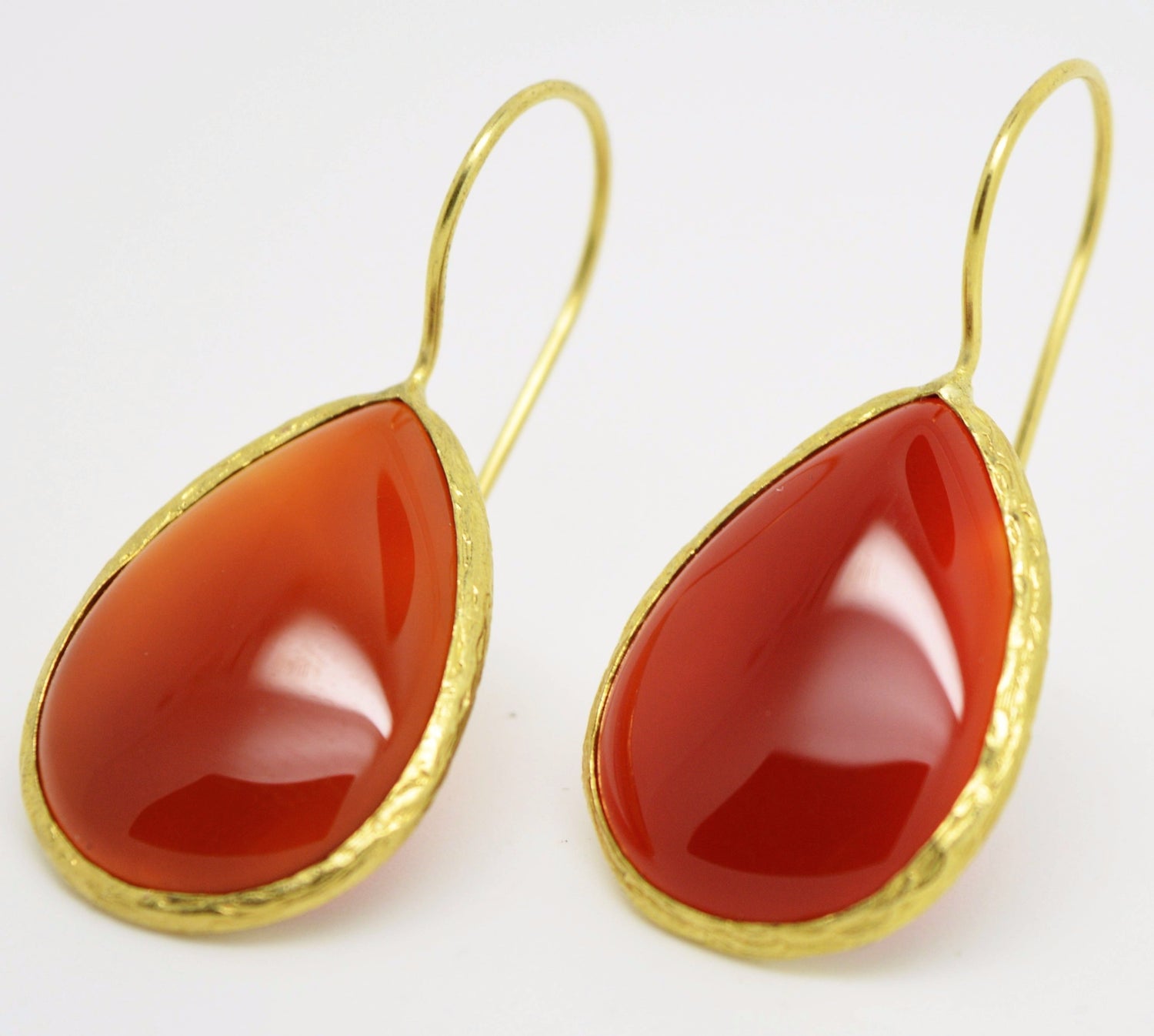 Aylas Amber earrings - 21ct Gold plated semi precious gemstone - Handmade in Ottoman Style by Artisan