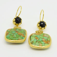 Aylas Agate Turquoise earrings - Gold plated semi precious gemstone - Handmade in Ottoman Style