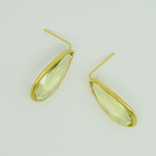 Aylas gold plated semi precious gem stone earrings teardrop Lemon Quartz - Ottoman Handmade Jewellery Hand Made Gold Plated