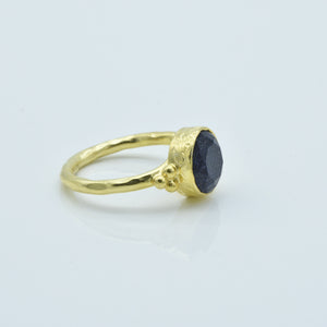 Aylas Goldstone ring - 21ct Gold plated 925 silver - Handmade in Ottoman Style by Artisan