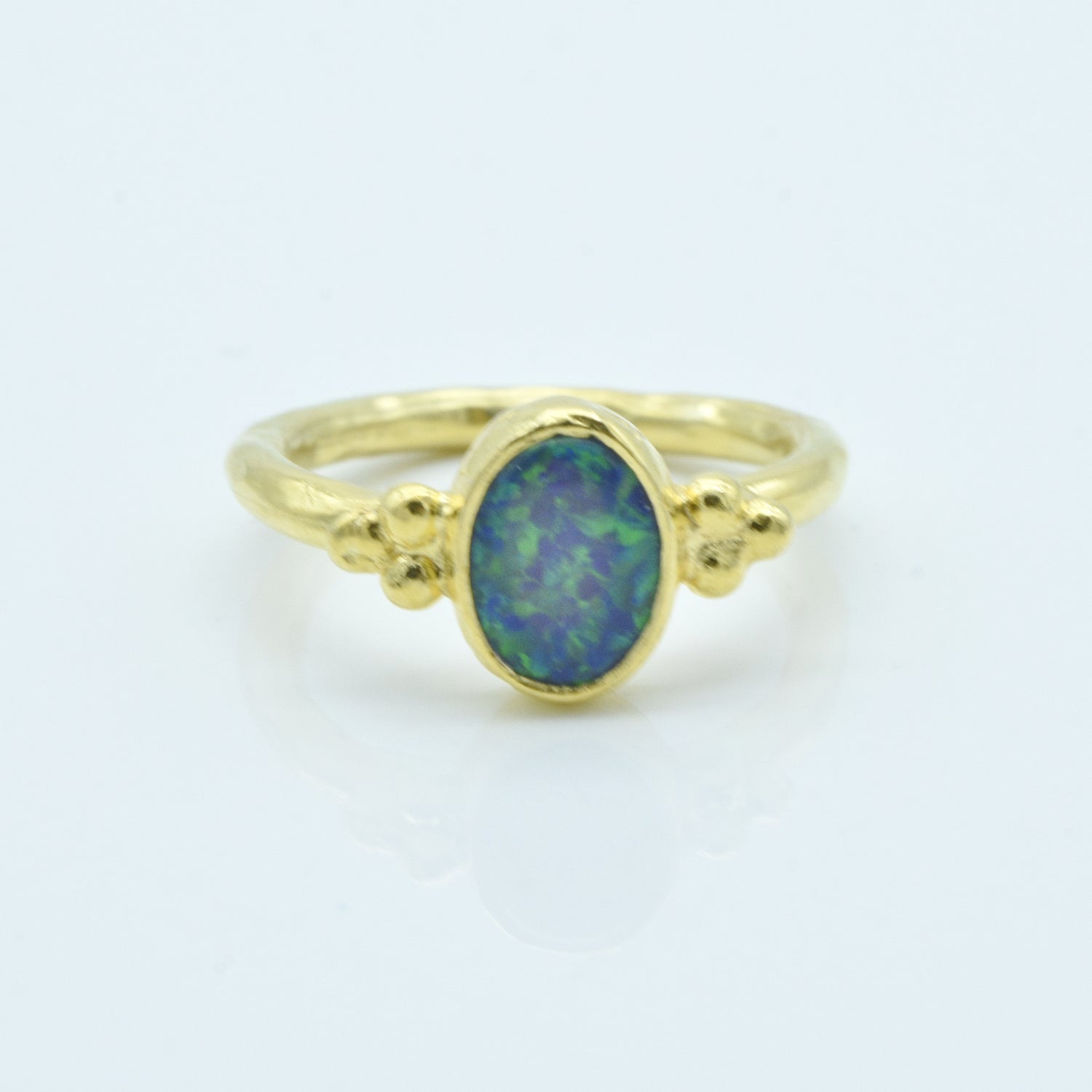 Aylas Opal ring - 21ct Gold plated 925 silver - Handmade in Ottoman Style by Artisan